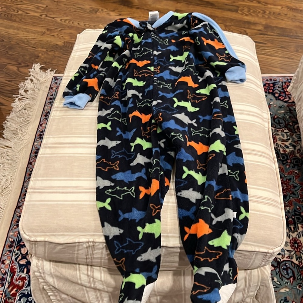 Like new Absorba zip fleece pajamas with shark theme and size 24 months